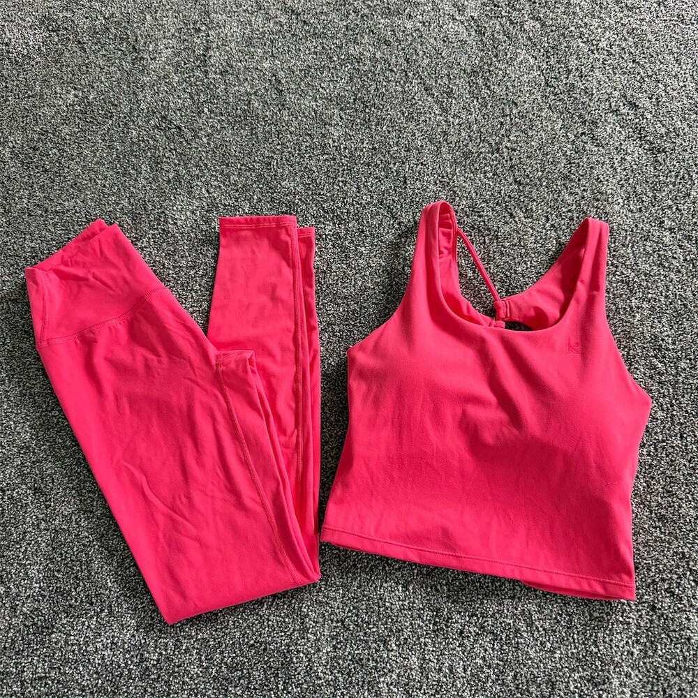 Kamo Fitness Activewear Set Womens M Hot Pink High-Waisted Leggings Tank
